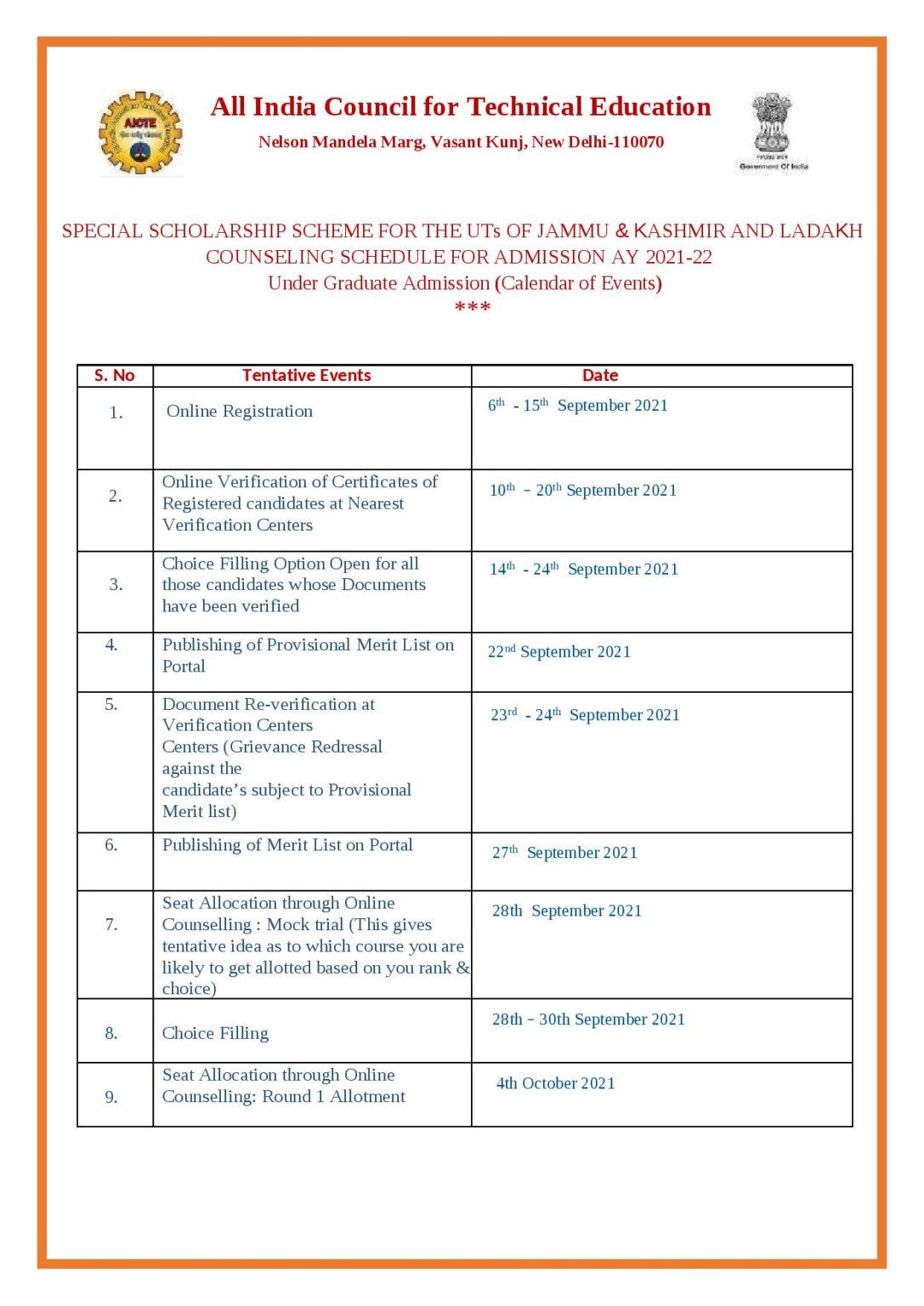 Scholarship] AICTE PMSSS Registration 202425